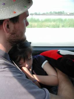 Photo of me in a car with Apinya, my niece
